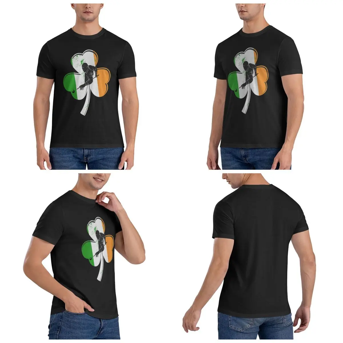 Billiards Player Shamrock Ireland Flag Men T-Shirt Classic Plus Size T Shirts Men's O-Neck Cotton Tees Short Summer Male