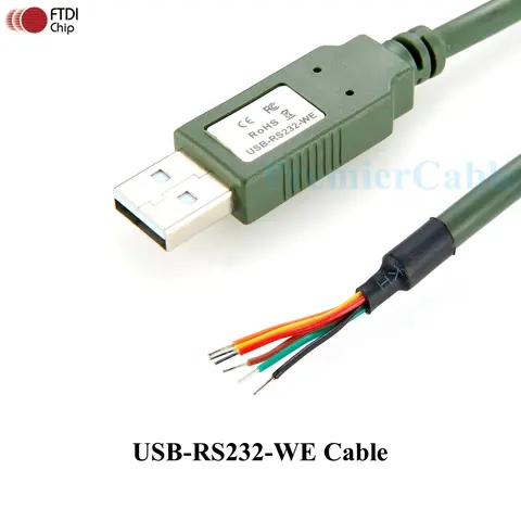 RS232 Cable USB-RS232-WE Cable USB to RS232 Serial converter Adapter Cable with FT232R chip Wire End Serial Cable for Windows