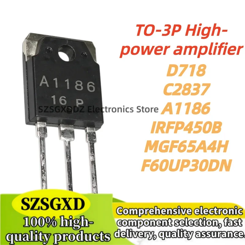 5pcs 100% New Quality A1186 2SA1186 KTD718-0 D718 2SD718 TO3P IRFP450B MGF65A4H C2837 2SC2837 F60UP30DN FF60UP30DN TO-3P