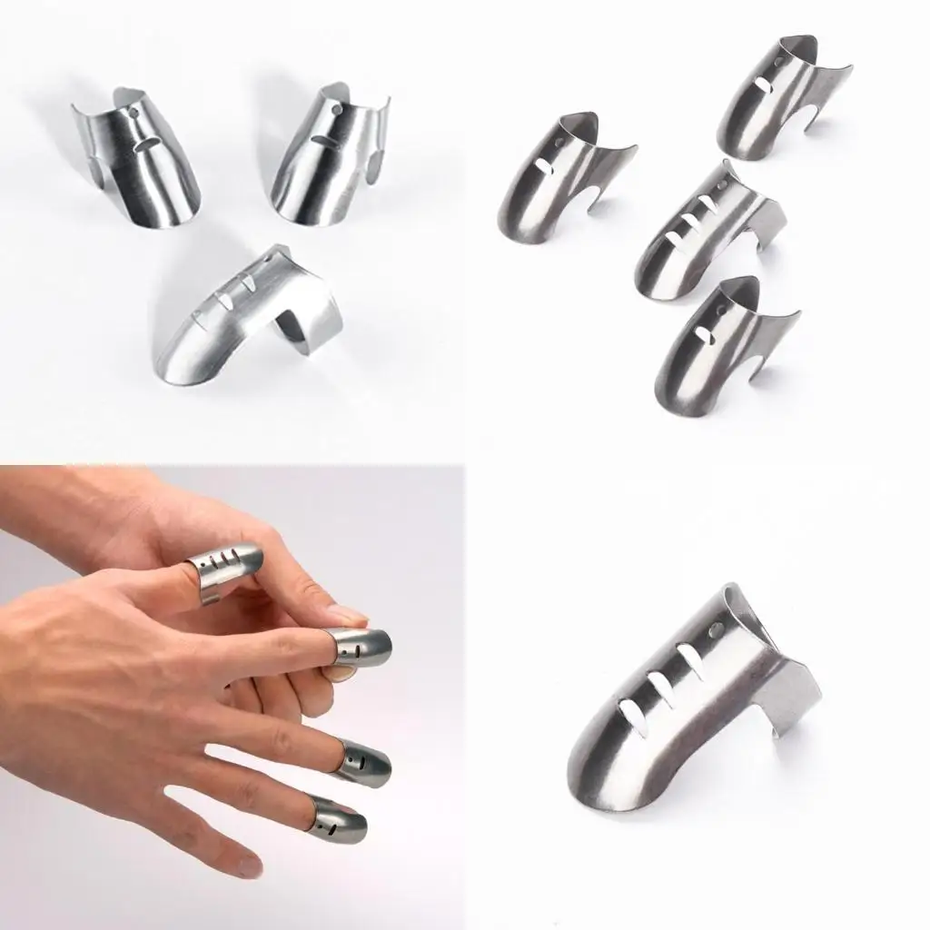 

E8BD 4Pieces Finger Protectors Cutting Tool Protectors Cutting Finger Guards 304Stainless Steel Texture Suitable for Kitchen
