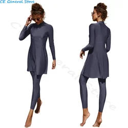 Burkini costumi da bagno musulmani 2023 costume da bagno per donna costume da bagno modesto semplice set di abbigliamento islamico abito lungo di moda di grandi dimensioni