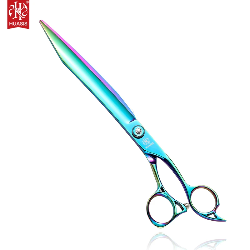 

HUASIS HU46 Pet Grooming Scissors 8 Inch Professional Japan 440C Dog Straight Shears for Hair Cutting Blue