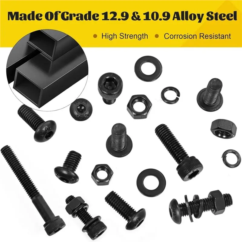 LLCS-1500PCS Screws With Nuts Assortment Kit, Hex Socket Button & Cap Head Bolts Nut And Washers Set For 3D Printer
