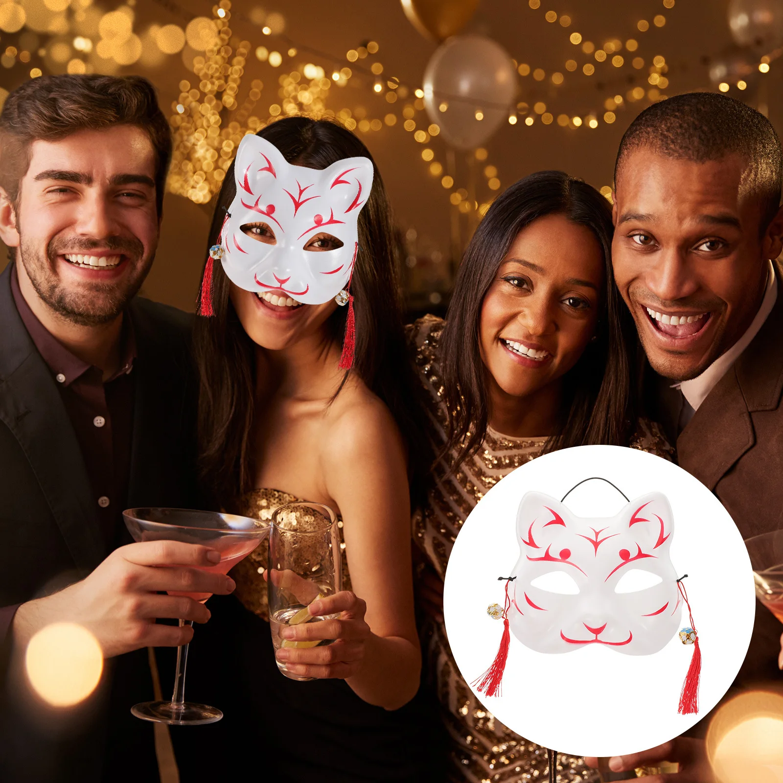 Cat Tassel Mask Cosplay Full Face Props Party Supplies Suitable Size Lightweight Environmental Beautiful