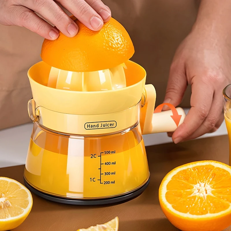 Hand Juicer for Orange Manual Lemon Grapefruit Squeezer with 500ml Storage Box Food Grade Plastic Fruit Juice Making Tool