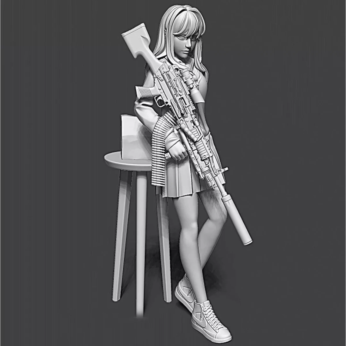 

1/35 resin soldier model GK Gunner Girl unassembled and unpainted DIY kit 960R