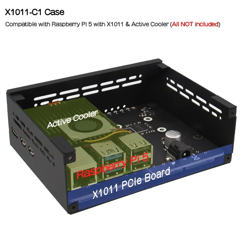 Metal Case X1011-C1 for 5PI5 Special PCIe To M.2 NVMe Expansion Board X1011
