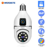 4K Dual Lens E27 Bulb Wifi IP Camera Indoor Auto Tracking PTZ Surveillance Camera Wireless Color Night Vision Home Baby Monitor