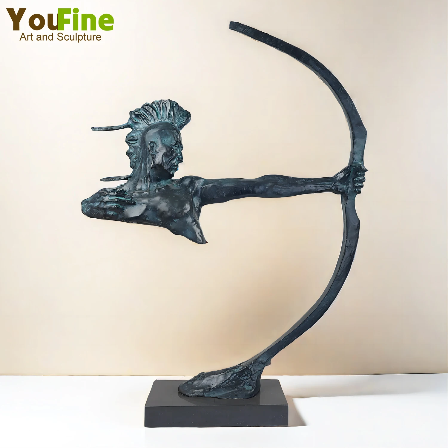 78cm Modern Art Abstract Statue Bronze Archer Sculpture Bronze Warrior Remington Statues For Home Hotel Decor Ornament Crafts