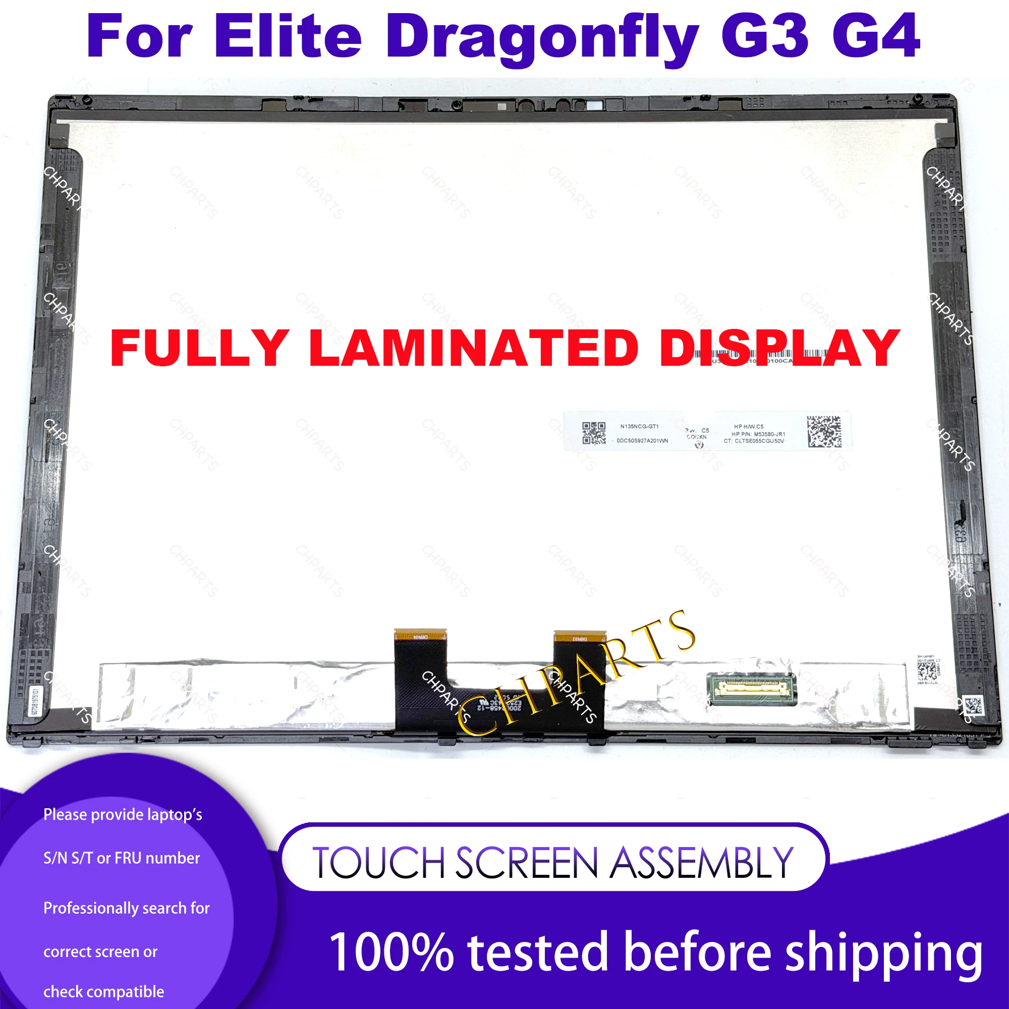 13.5“ 1920*1200 WUXGA For HP Elite Dragonfly G3 G4 LCD Touch Screen Replacement Assembly