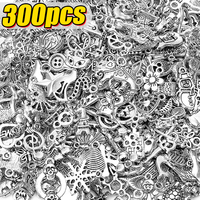 100/300pcs Tibetan Silver Mixed Pendant Charms Animals Spoon Lock Metal Beads for DIY Jewelry Making Bracelet DIY Necklace Craft