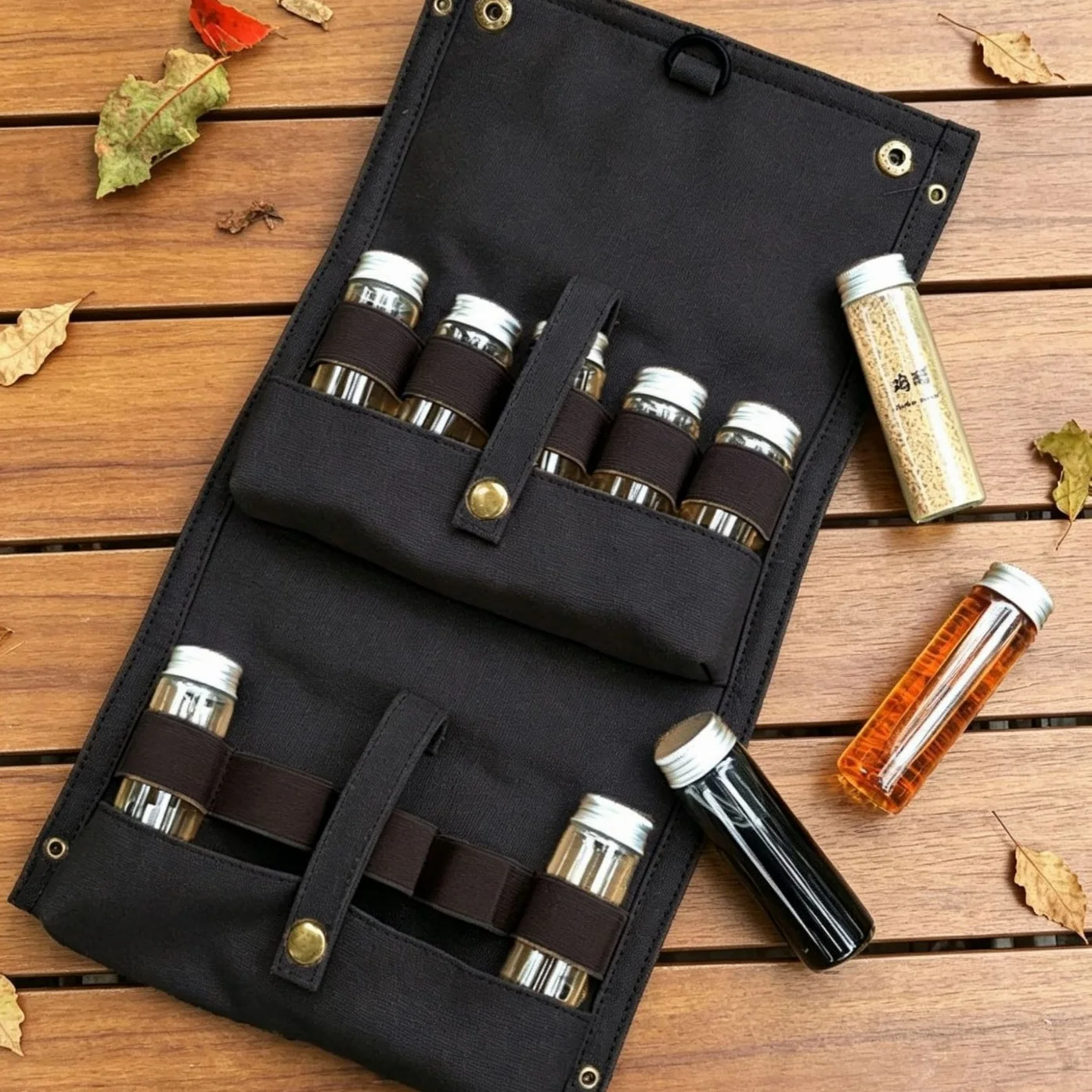 TINSOL Portable Outdoor Seasoning Bottle Storage Bag Set—For Camping, Picnics, and Barbecues with Handle (Bag Only)