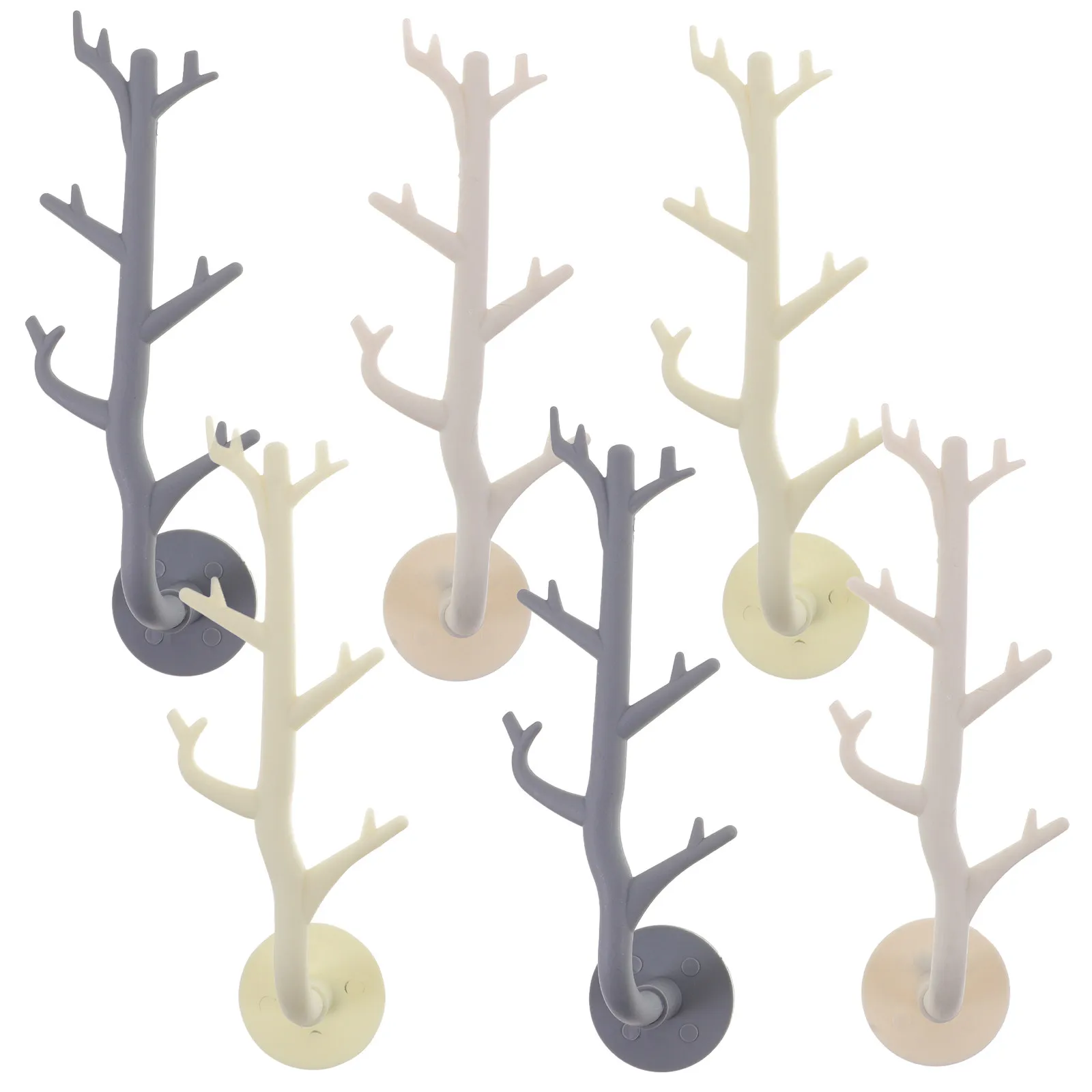 6pcs Resin Wall Hooks – Branch Shape Rustic Coat & Key Holder for Home Decor and Storage