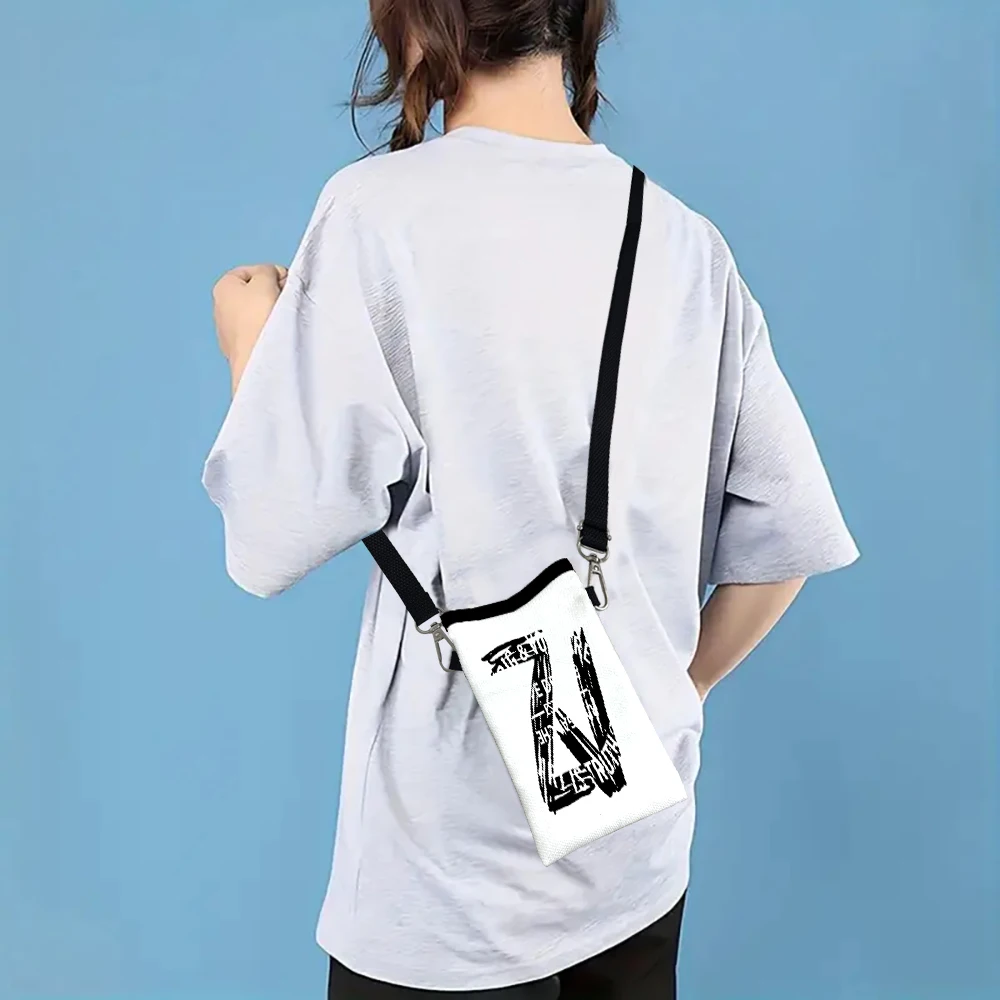 Black Letter ZV Crossbody BagPrint Phone Wallet with Adjustable Shoulder Strap Unisex Design for Daily Use, Travel,Gift,Purse8.8
