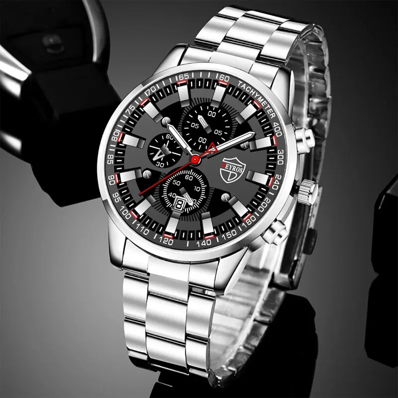 Fashion Mens Sports Watches Men Business Stainless Steel Quartz Watch Luxury Man Casual Calendar Luminous Clock Reloj Hombre