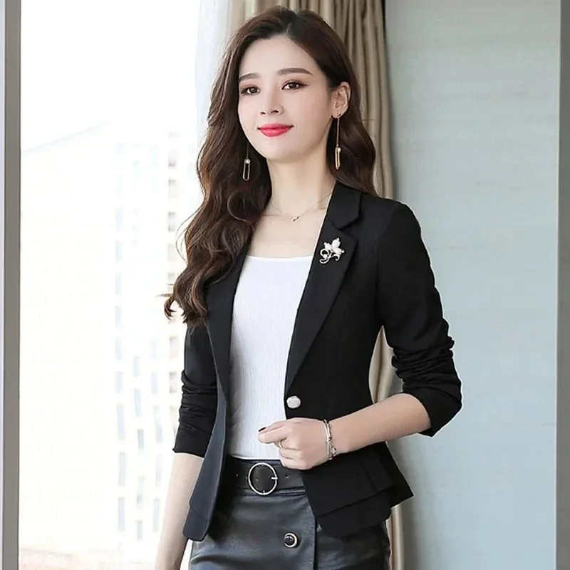 Spring Autumn Jackets Women Blazer New Solid Fashion Slim Office Short Blazer Women Elegant Single Button Formal Blazer Coat