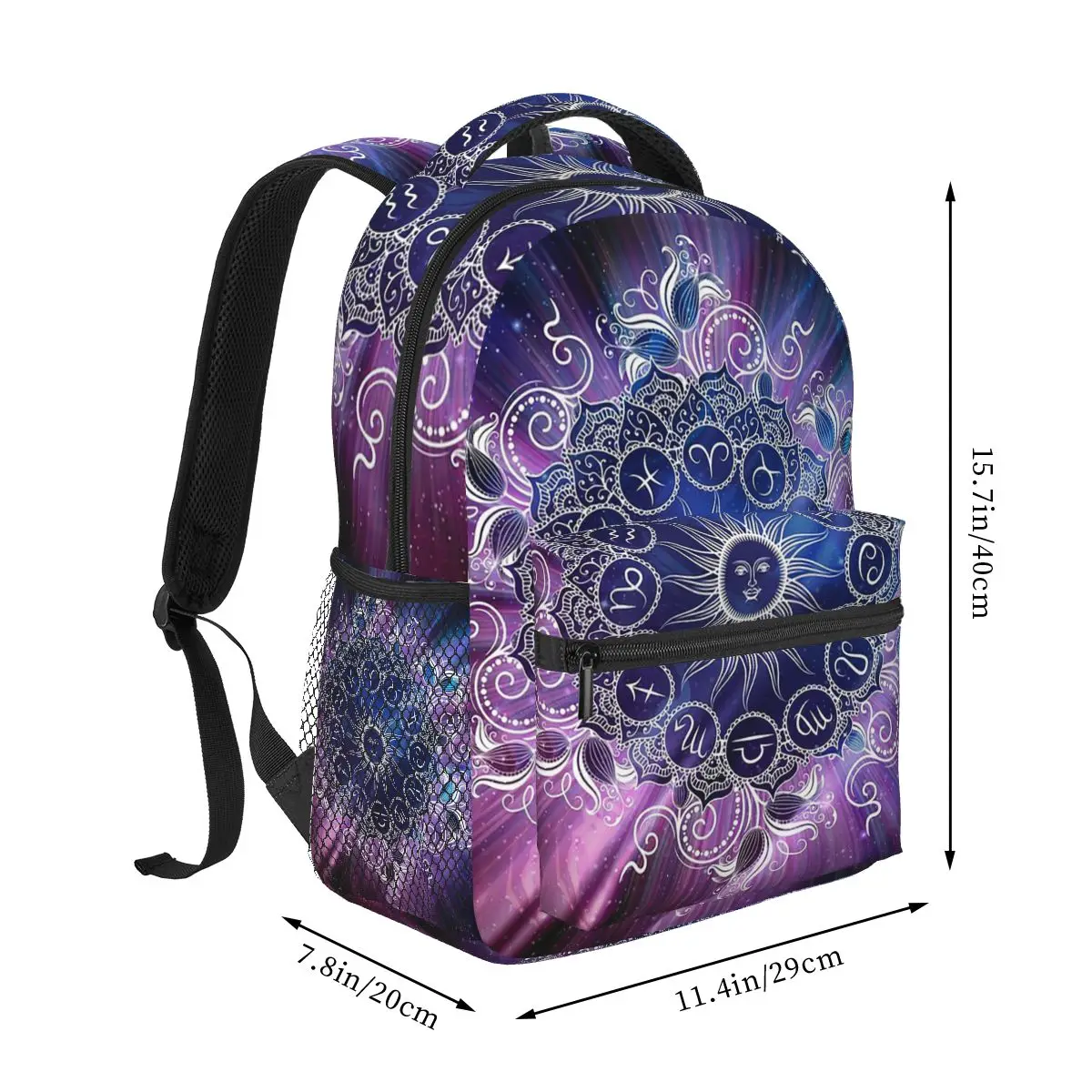 Zodiac Wheel Space Purple Backpacks Boys Girls Bookbag Students School Bags Cartoon Travel Rucksack Shoulder Bag Large Capacity