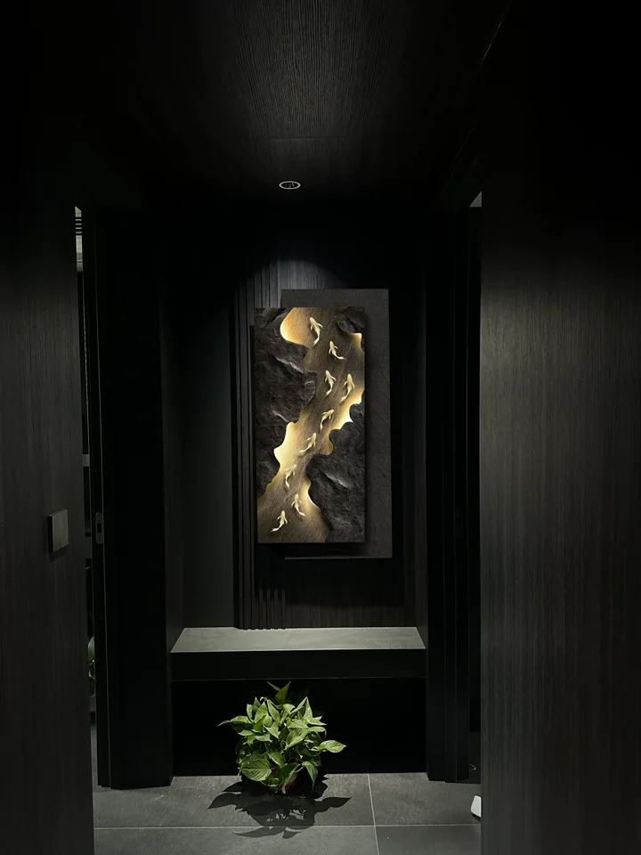 Koi Fish Theme LED Entrance Hanging Painting Light | Corridor End Decor with Remote Control | Wall Lamp with Artistic Design