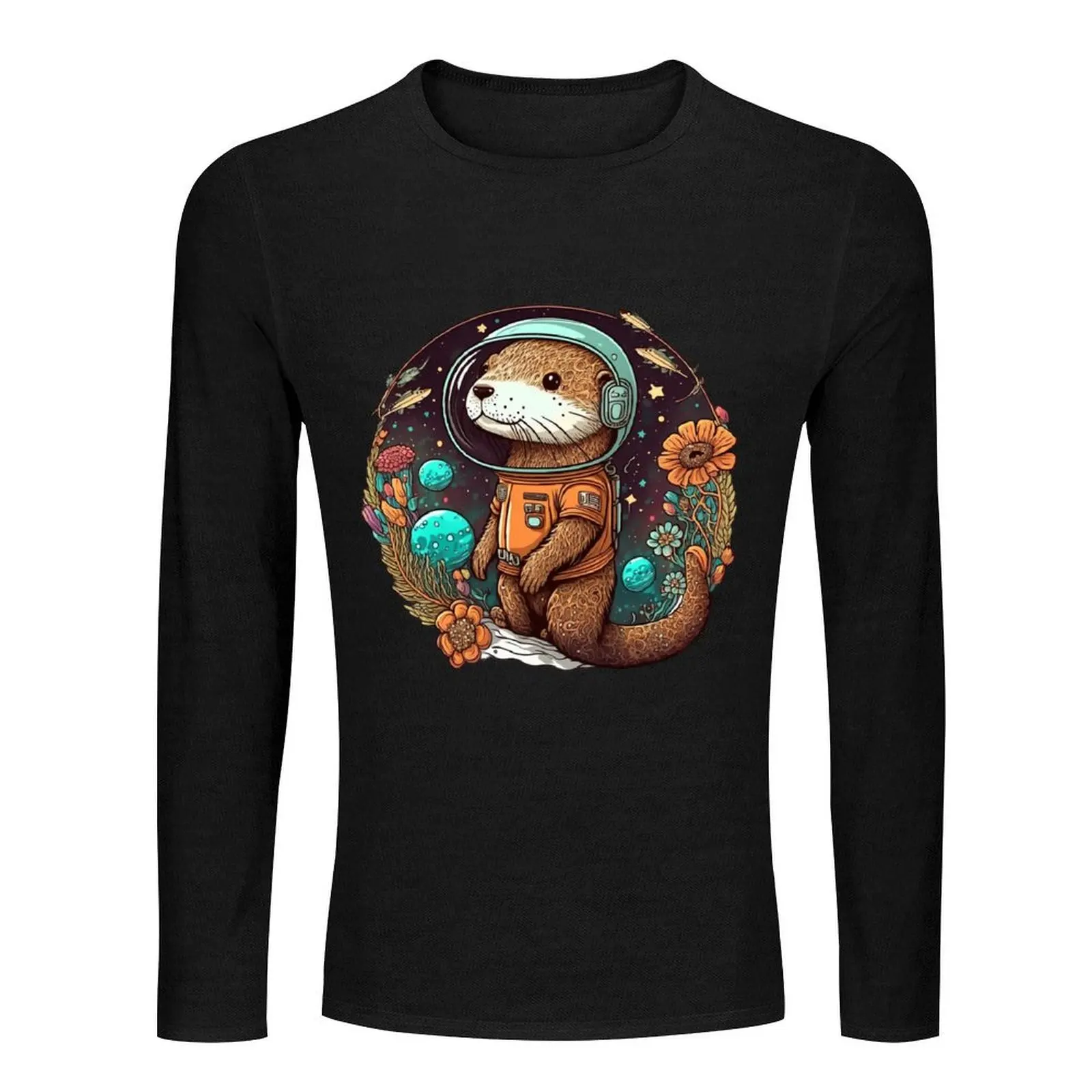 Space Otter Astronaut Long T-Shirt anime clothes Men's clothing