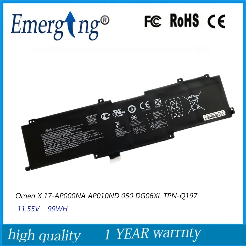 Imagem -01 - Bateria Original do Portátil para hp Omen x 11.55v 99wh Dg06xl 17-ap000na np nx Ap001nn Ap002nb Ap003ns Ap004nf Hstnn-db8g bateria original do portatil para hp omen x 1155v 99wh dg06xl 17 ap000na np nx ap001nn ap002nb ap003ns ap004nf hstnn db8g 01