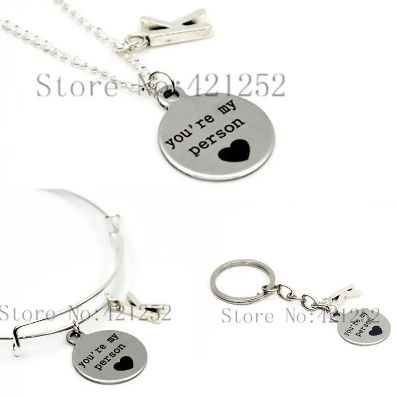 

12pcs/lot Personalized Letter Initial You're My Person Necklace Grey's Anatomy