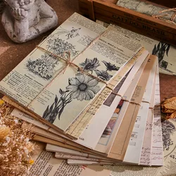 30 Sheets Retro Style Aesthetic Material Paper Junk Journal Planner Scrapbooking Vintage Decorative Diy Craft Background Paper