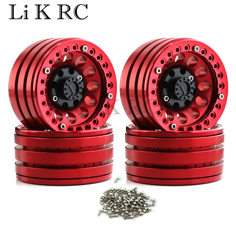 

4pcs Aluminum Alloy Wheel Rim Beadlock 1.9in Wheel Rims Hub for Axial Scx10 Rr10 Wraith 90048 90018 D90 1/10 Remote Control Car