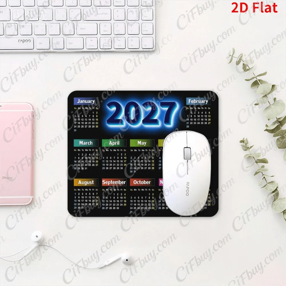 CIFbuy Mouse Pad Smooth Gaming Surface Fast Tracking Anti Slip Rubber Base Durable Desk Mat for PC Office Gamer 2027 Calendar