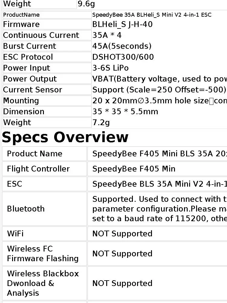 SpeedyBee F405 Mini Flight Controller BLS 35A Mini V2 20x20 4-in-1 ESC Stack for RC FPV Racing Drone
