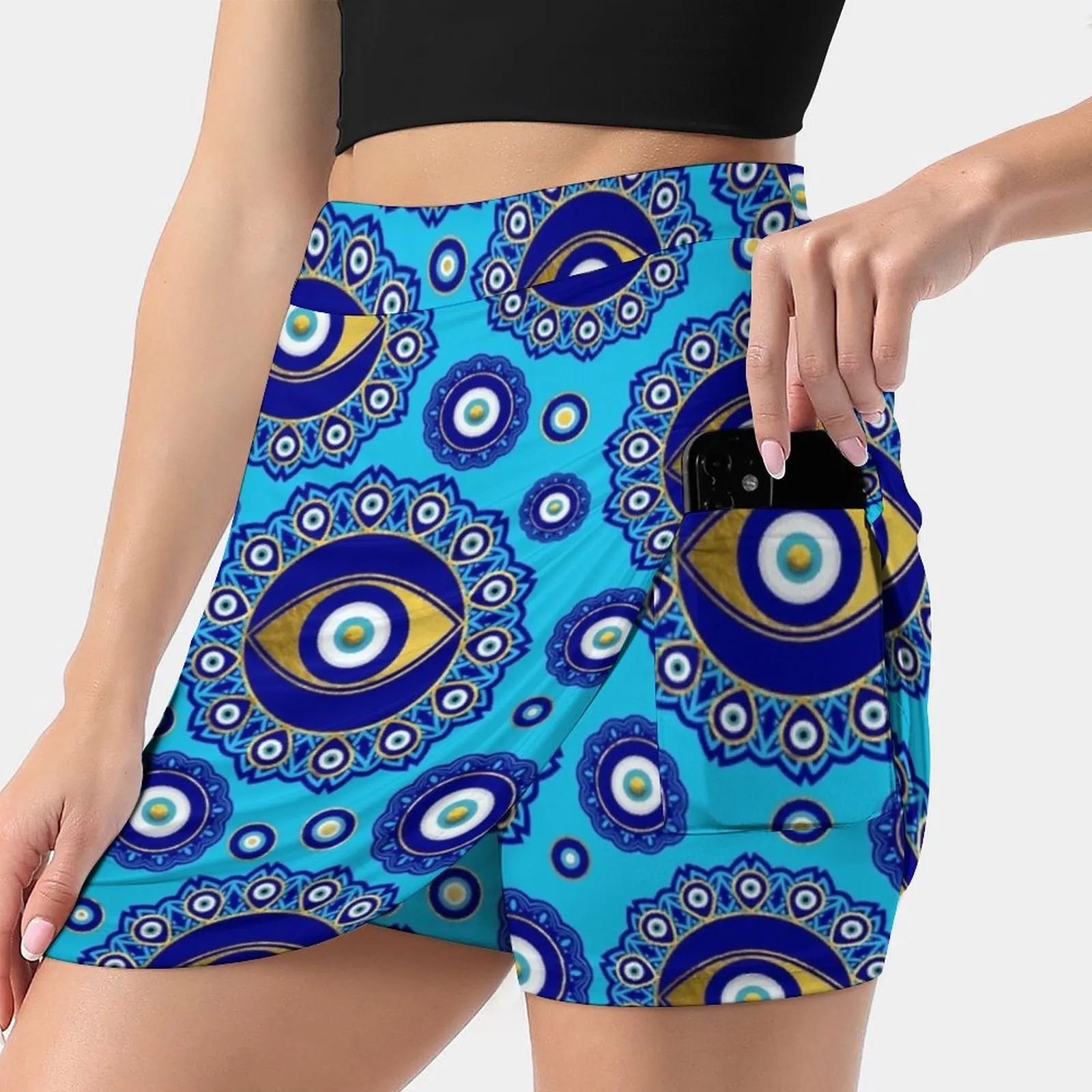 

Evil Eye Charm Ornament Pattern Women's skirt Sport Skort Skirt With Pocket Fashion Korean Style Skirt 4Xl Skirts Evil Eye