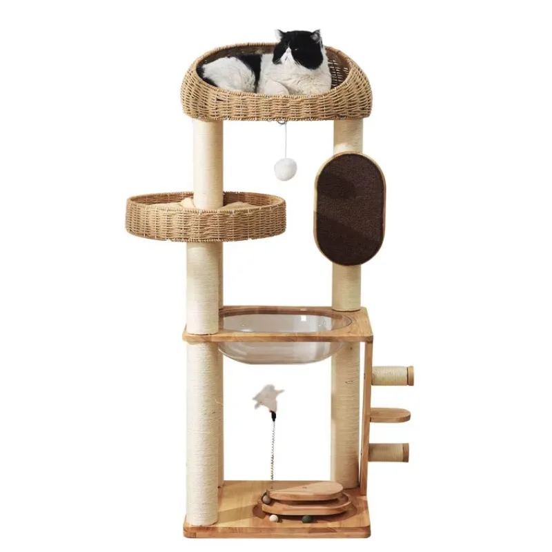 Solid Wood Climbing Frame Cat Nest Tree Integrated Large Cat Rack Eco-Friendly Carton