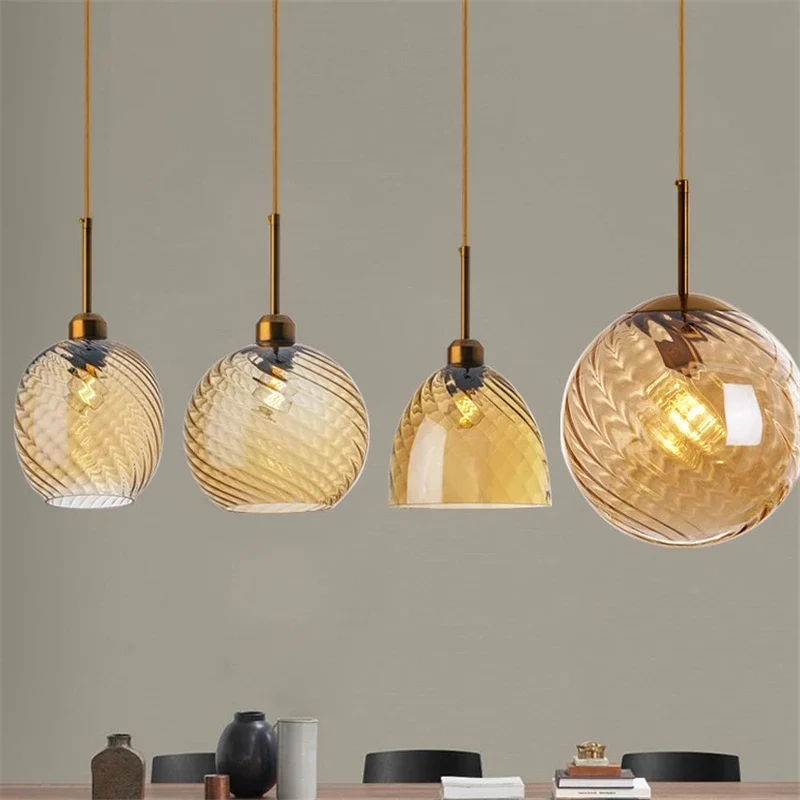 Water Grain Glass Pendant Lights Modern LED Living Room Restaurant Light Bedroom Lamp Home Decor Hanging Lamps Designer Lights