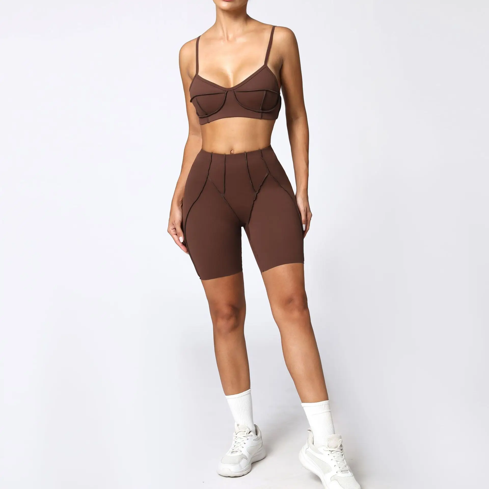 

New Tight Brushed Yoga Set Quick-Drying Fitness Wear Summer Running Suit