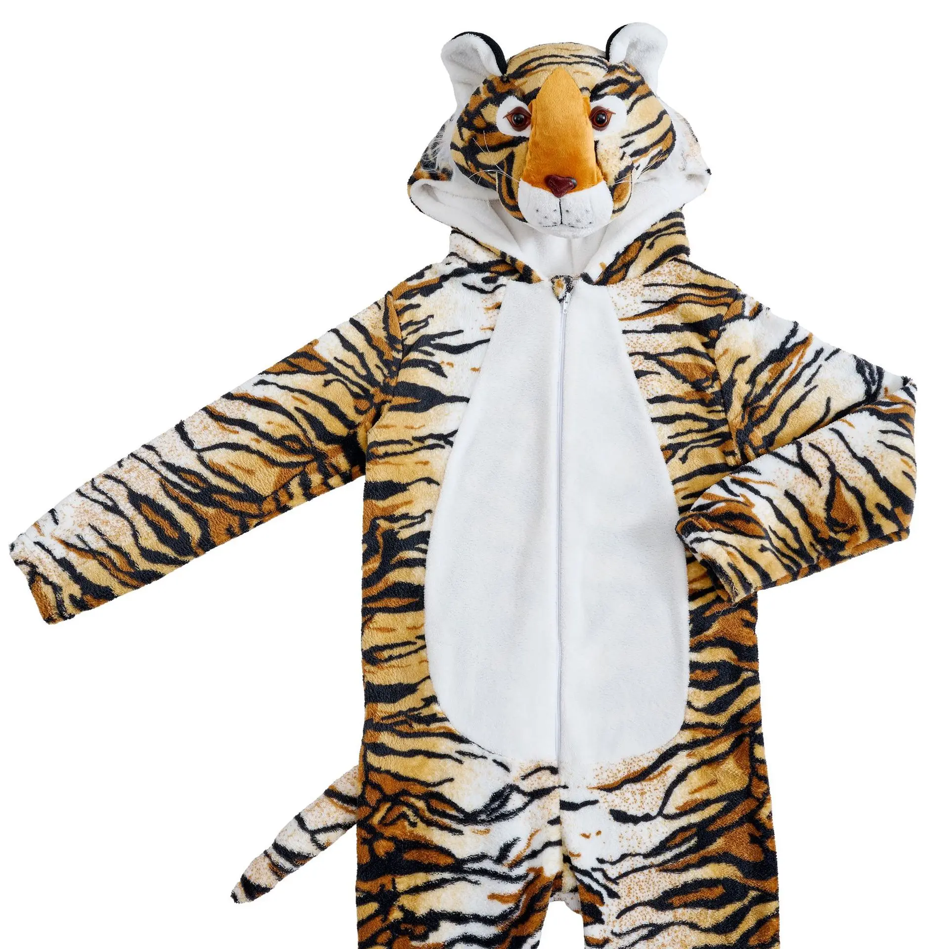 Kids Tiger Animal Majestic Jumpsuit Older Children Stage Play Cartoon Mascot Romper Halloween Party Role Play Performance Outfit