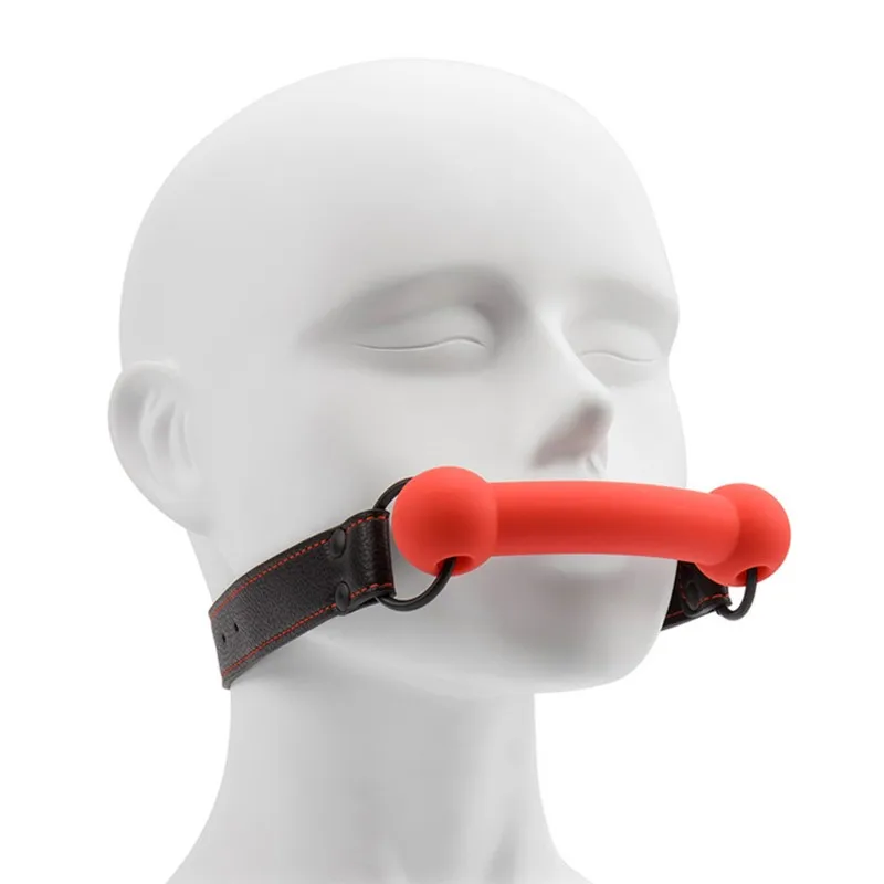 Couple Silicone Cute Solid Dog Bone Ball Gag BDSM Harness Mouth Gag Fetish Bondage Gear Slave  Roleplay Adult Game Soft Sex Toys