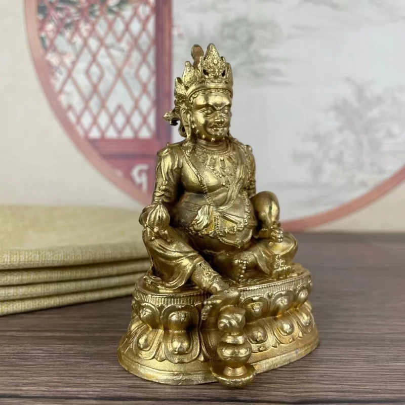 Vintage copper-plated yellow ornaments, Tantric statues, Tibetan ancient Buddhist crafts, old bronze ite