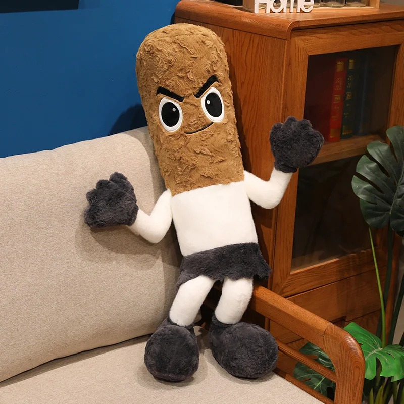 Soft Fluffy Cigarette Plush Pillow with Cartoon Expression Cute Stuffed Toy Ideal for Cuddling and Holiday Presents.