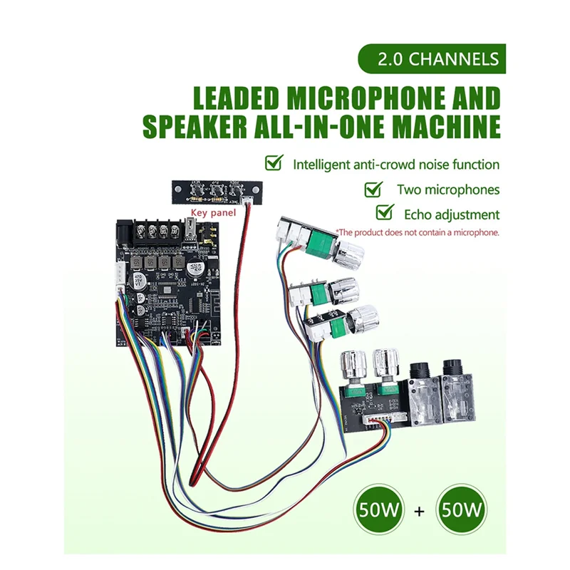 FFYY-ZK-502T 50W + 50W Scheda amplificatore di potenza Bluetooth 5.4 integrata con piombo, scheda amplificatore ricevitore audio stereo T PA3116D2