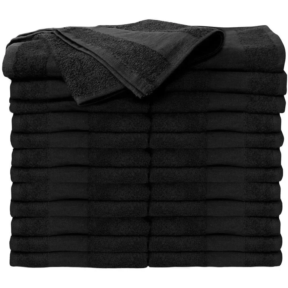 

Premium Bleach Tough Salon Towels, Black, 100% Cotton, Bleach-Proof Towels, Stain Resistant, 16" W x 27" L, 24-Count