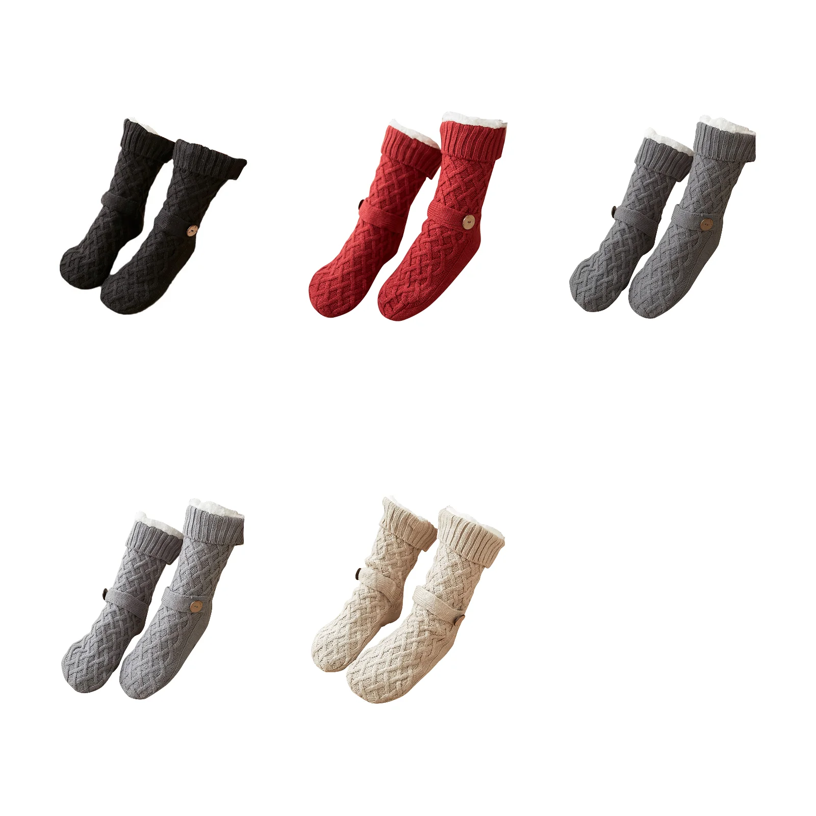 Christmas lambswool floor socks 5-color combination set (black/burgundy/dark gray/grey/khaki)