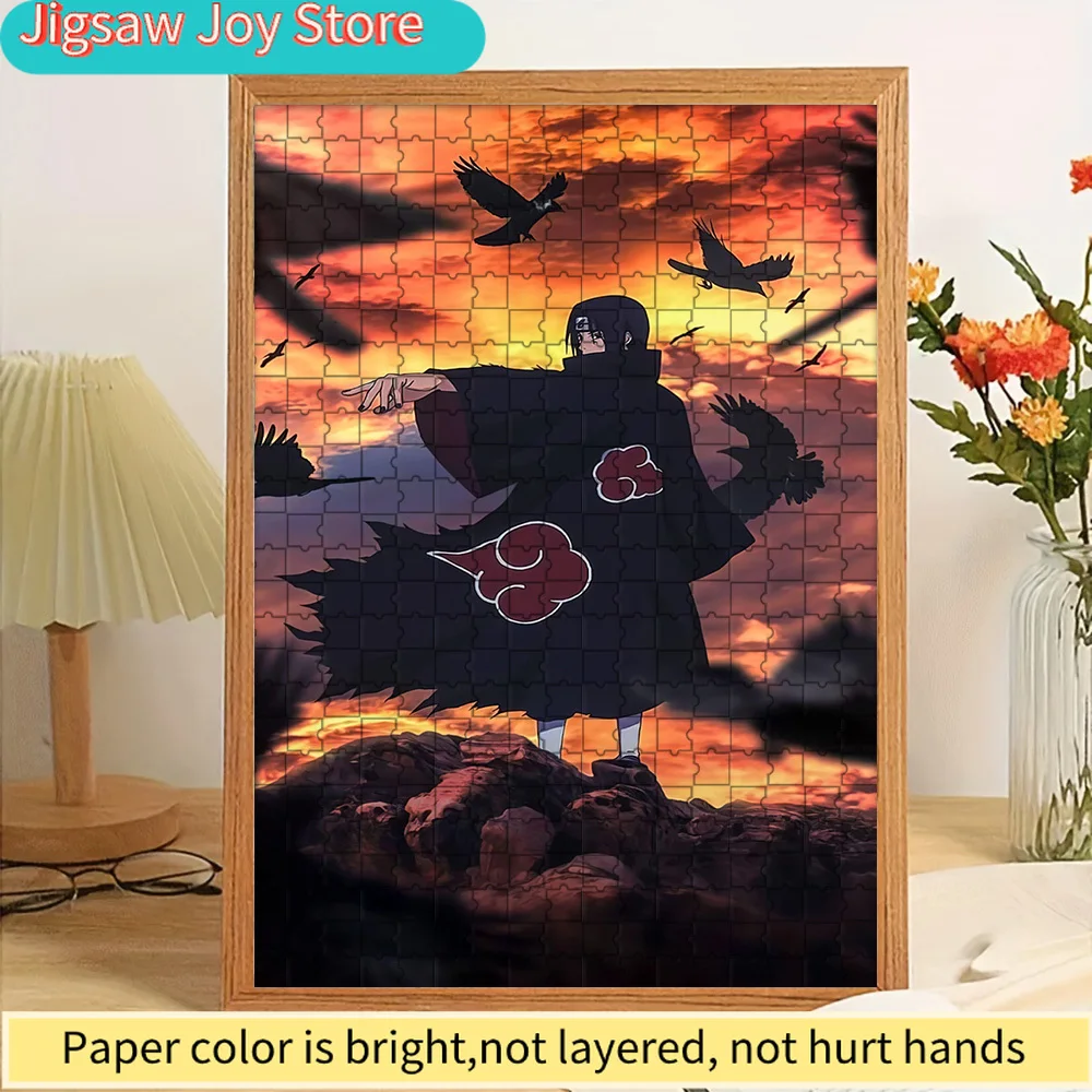 

Anime Uchiha Itachi Akatsuki Crow Sunset Art Paper Jigsaw Puzzle, Legendary Ninja Character Scene Paper Puzzle, Collectible Educ