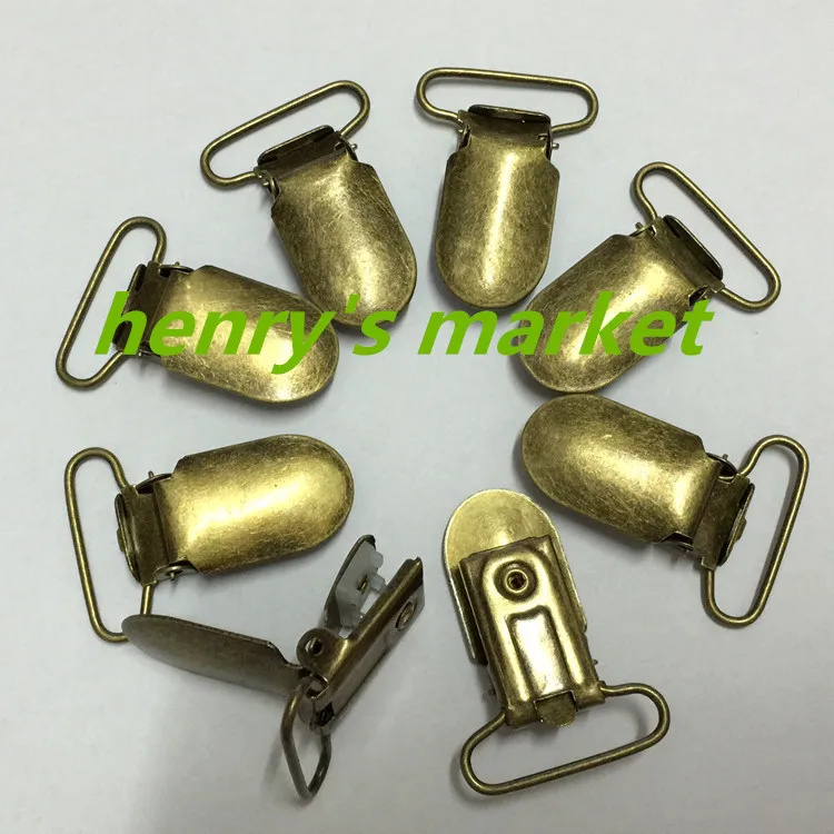 NEW 100 pcs/lot antique bronze Lead Free Metal Suspender Paci Pacifier Ribbon Clips Hook Holder Plastic Insert