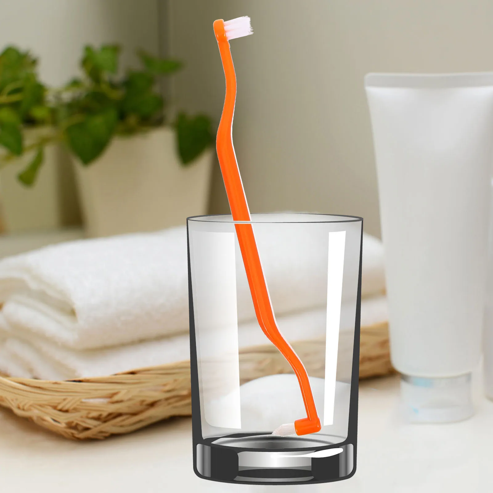 

4pcs Double-Headed Toothbrush Professional Gum End Tuft Cleaner For Braces Irregular Teeth Tapered Manual Interspace Brush