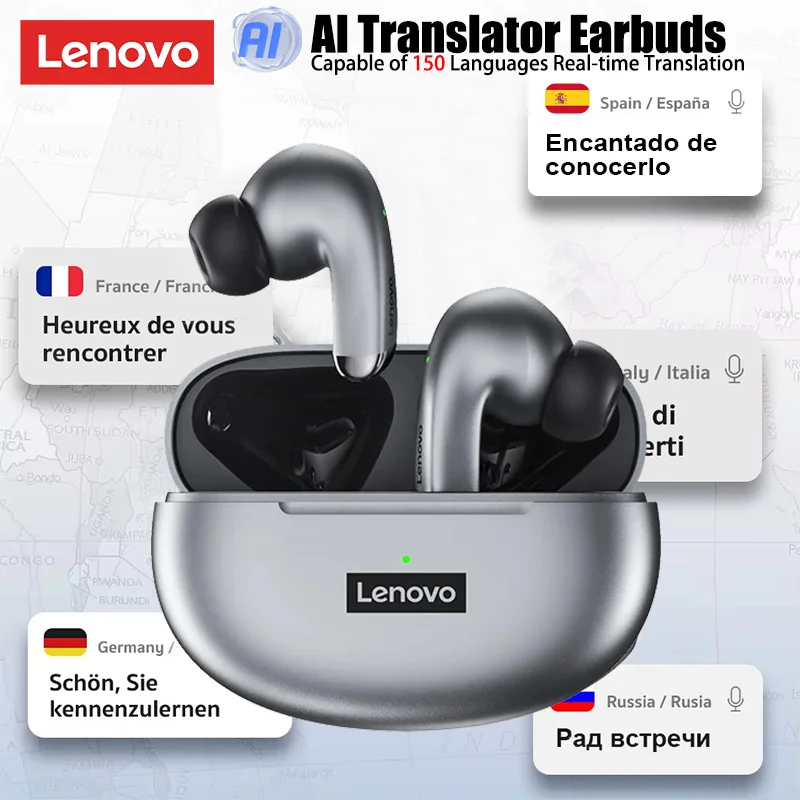 หูฟังไร้สาย Lenovo LP5 AI ดั้งเดิม AI การสร้างรูปภาพหูฟังการสนทนาการแปลด้วยหูฟังลดเสียงรบกวน