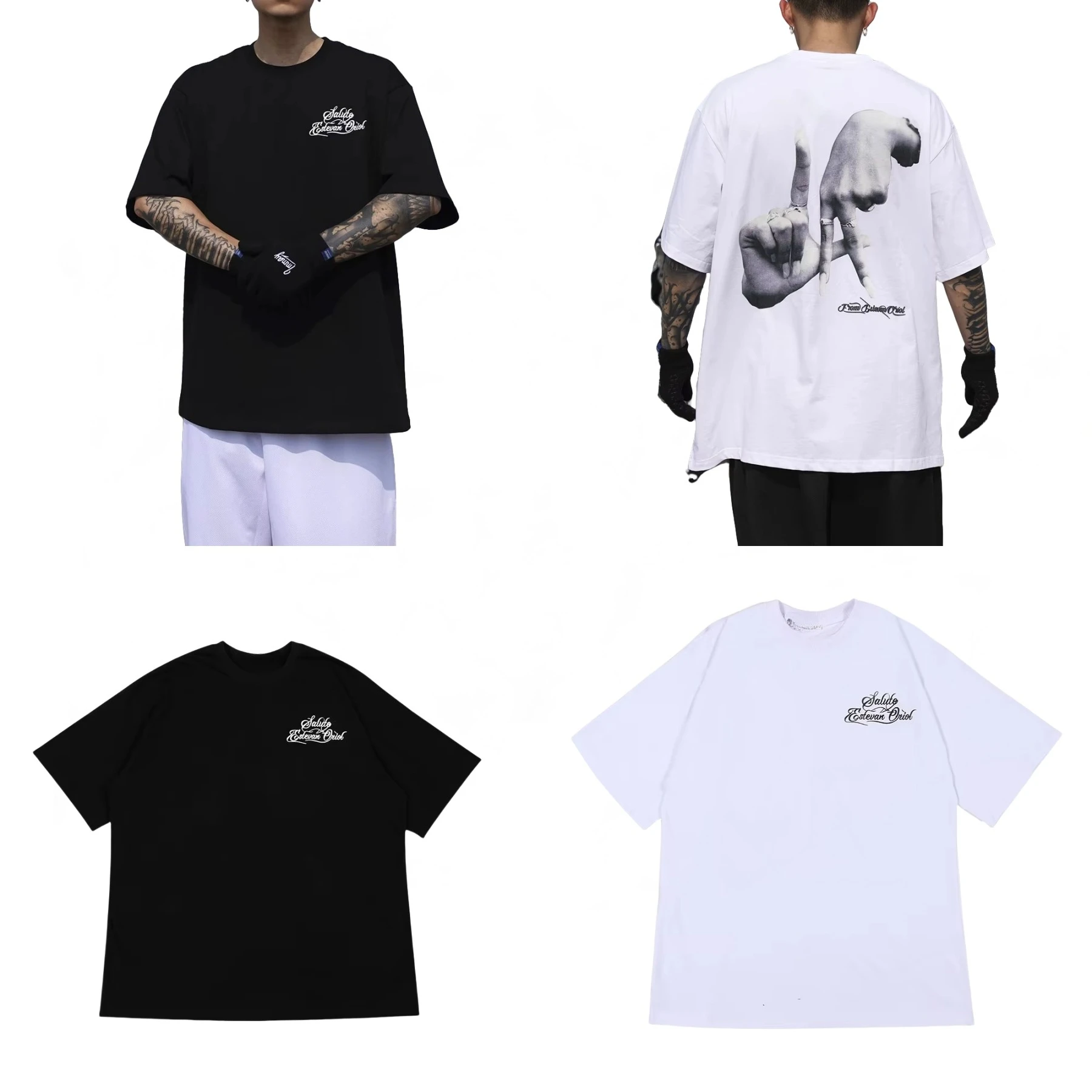 

Футболка с перекрещенным принтом на пальцах, белая, черная, летняя, хлопковая, с короткими рукавами, с круглым вырезом, мужская и женская уличная одежда, повседневная одежда