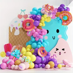 179pcs, donut themed Balloon Party Garland Arch kit suitable for decorating parties, birthdays, anniversaries and more