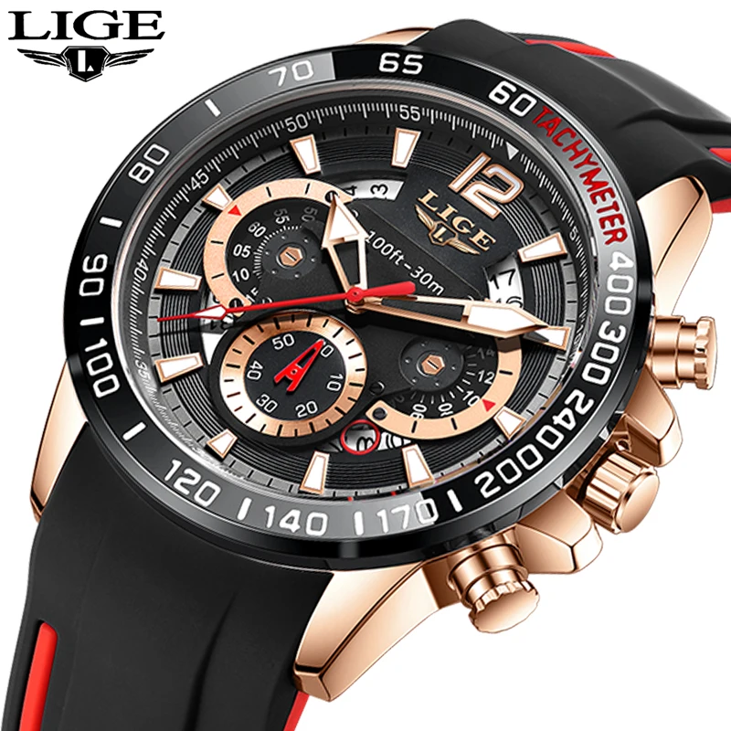 

LIGE TOP Man watch 2026 NEW fashion business quartz clock waterproof male watch calendar luminous sports Relogio Masculino+BOX