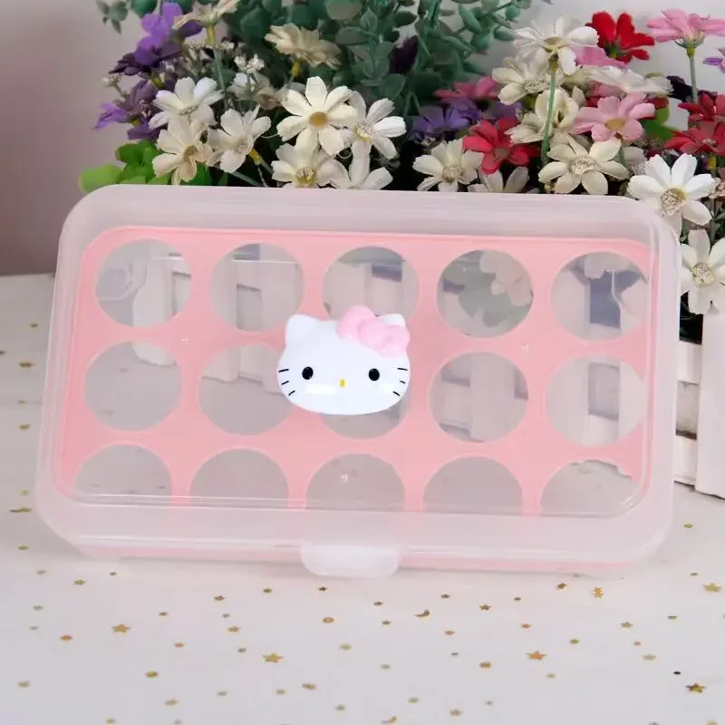 Sanrio Hellokitty Cartoon cute household egg storage box fresh-keeping plastic shock-proof and drop-proof portable egg box