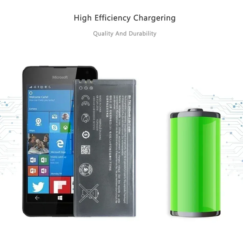 Replacement Mobile Phone Battery For Microsoft Nokia Lumia 650 RM-1154 BVT3G 2000mAh BV-T3G Full Capacity High Quality