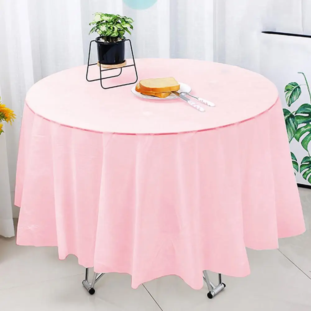 84 Inch Disposable Thick Plastic Table Cover 10 Pack Disposable Plastic Tablecloth for Round Tables Birthday Wedding Supplies